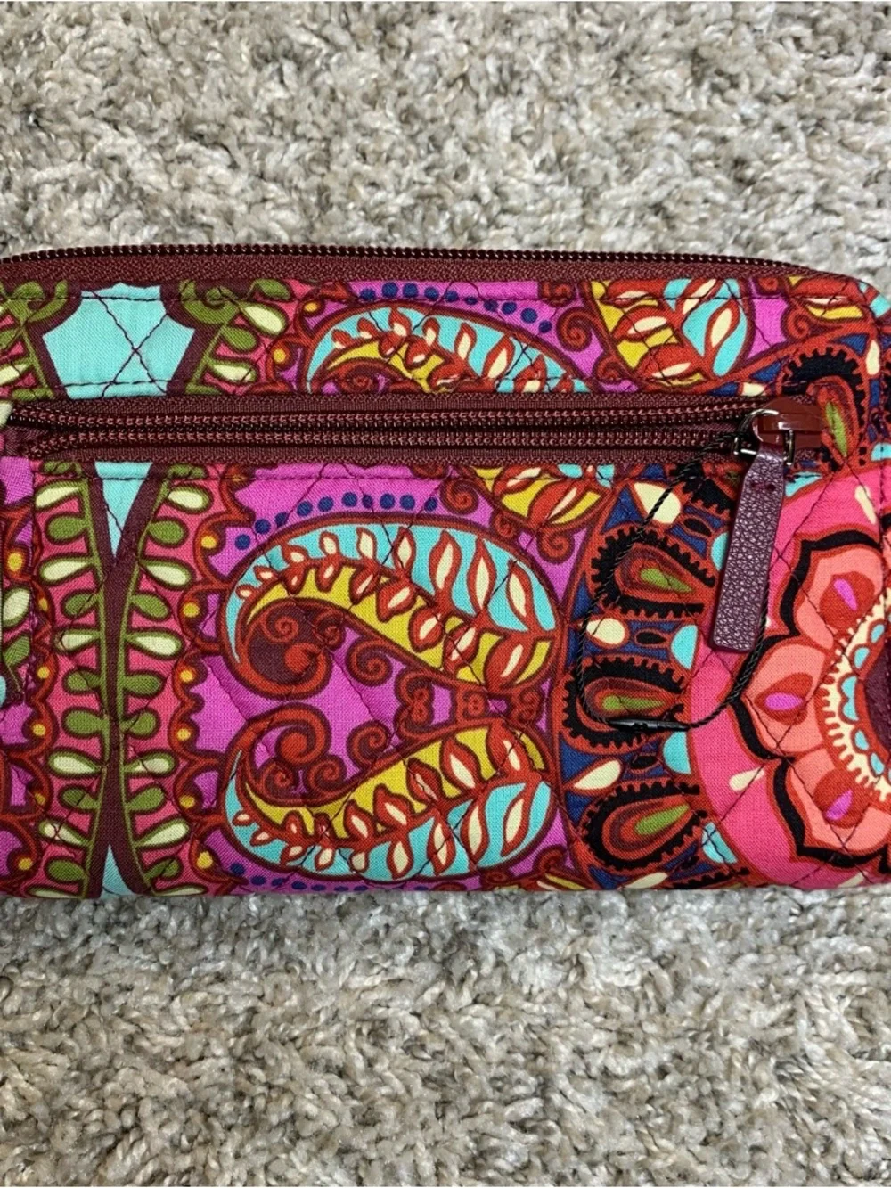 Vera Bradley Quilted Paisley Wristlet Wallet - Pink, Teal & Lime - Picture 6 of 7